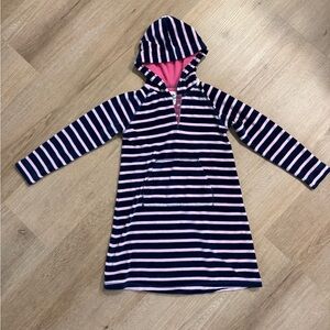 Boden Kids Striped Swim Coverup - Navy and Pink